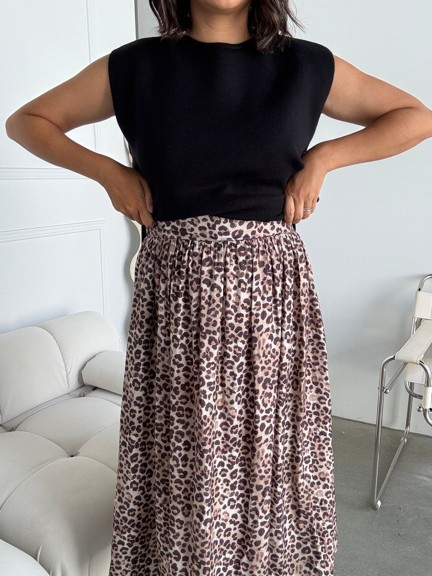 Leo Leopard Midi Skirt