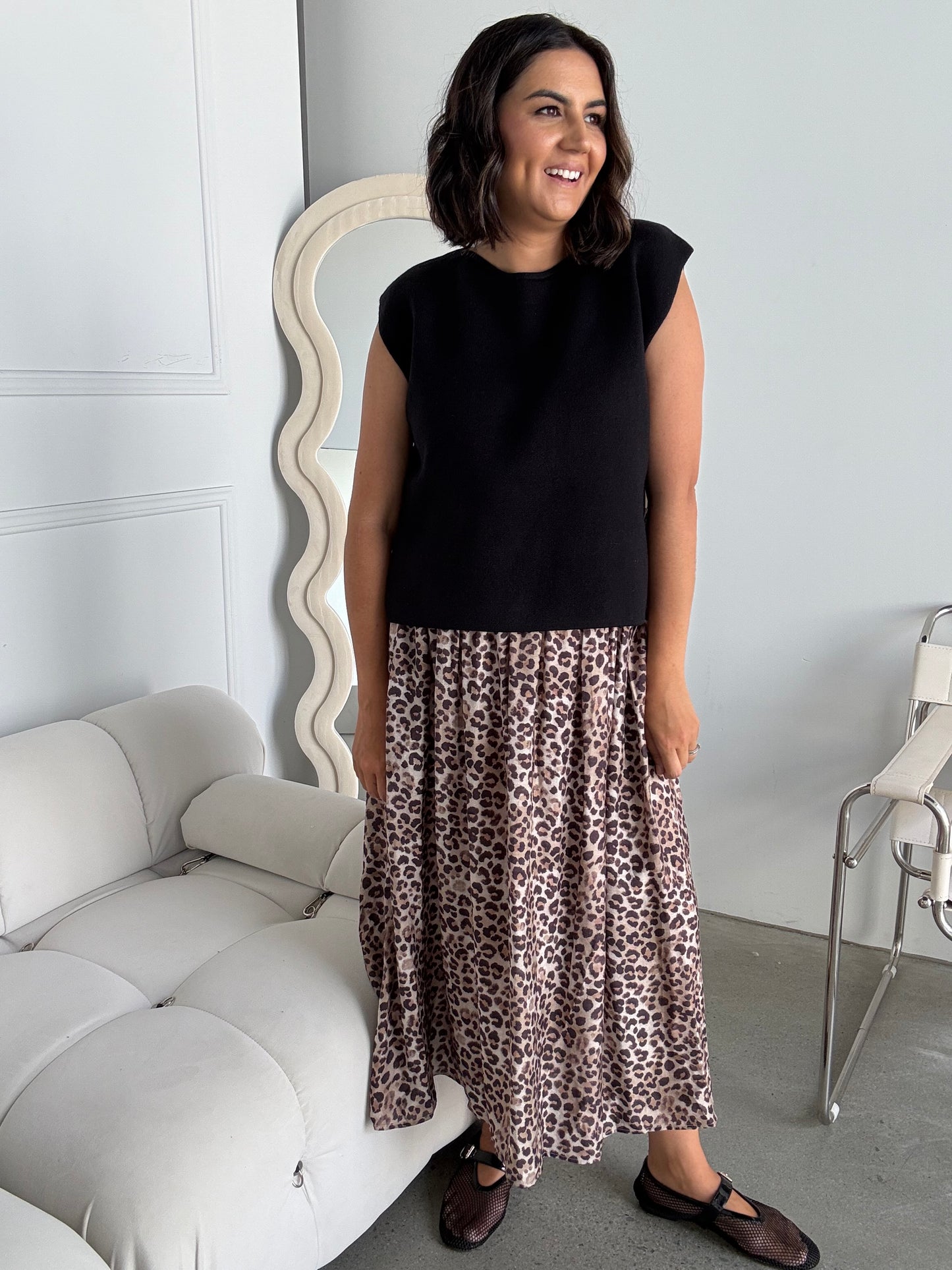 Leo Leopard Midi Skirt