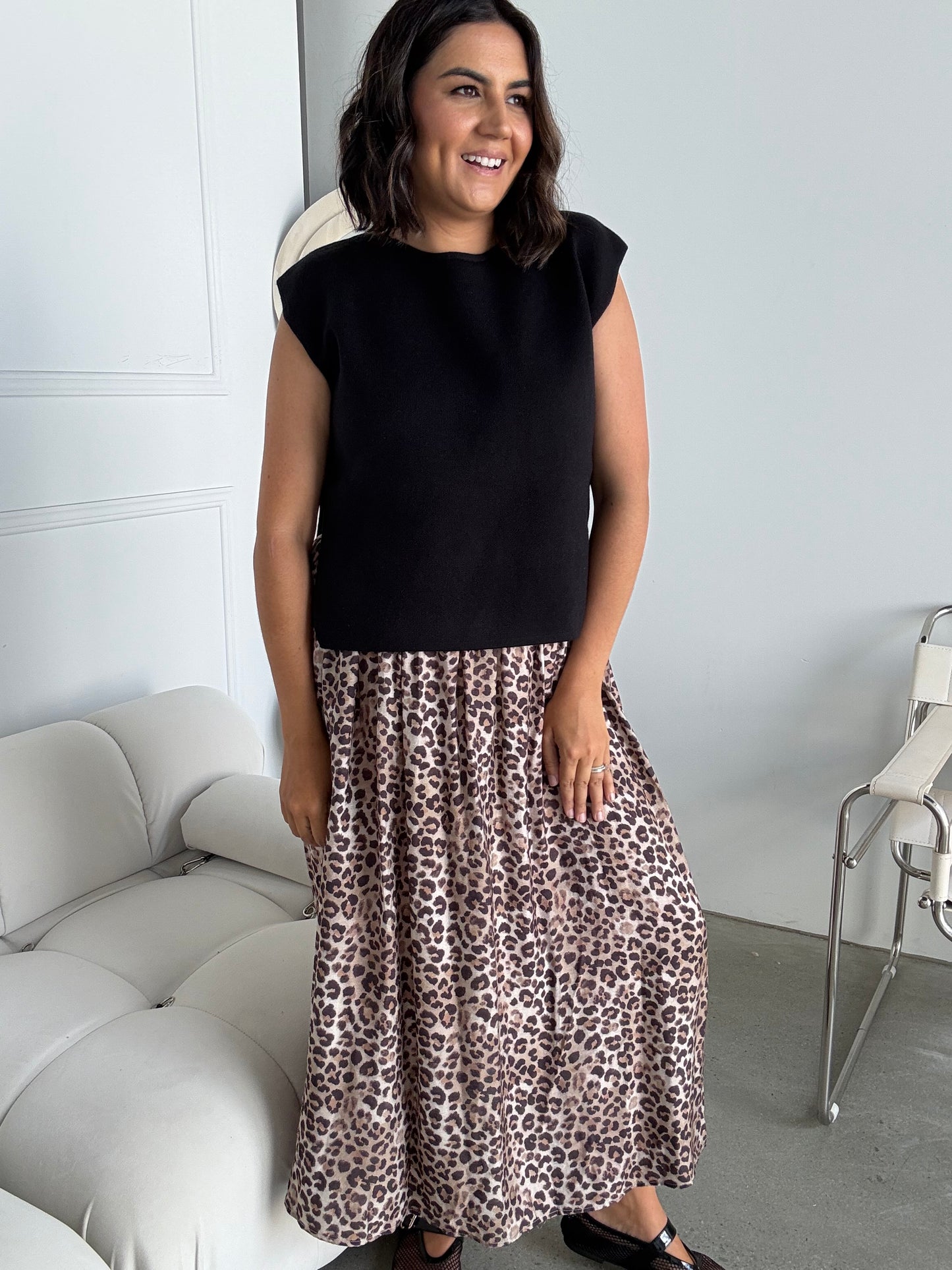 Leo Leopard Midi Skirt