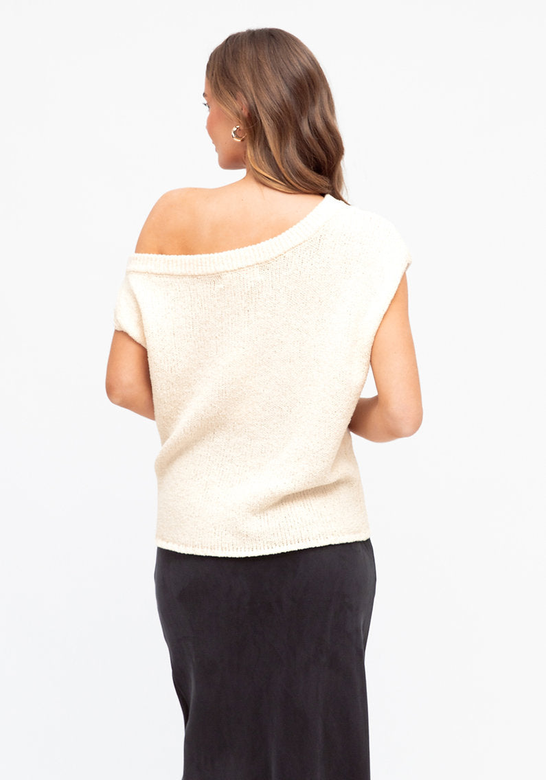 Blaire Aysm Knit Top Cream