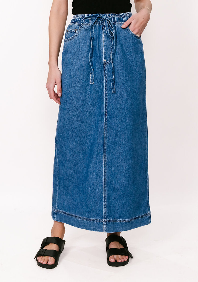 Luca Maxi Denim Skirt Mid Blue