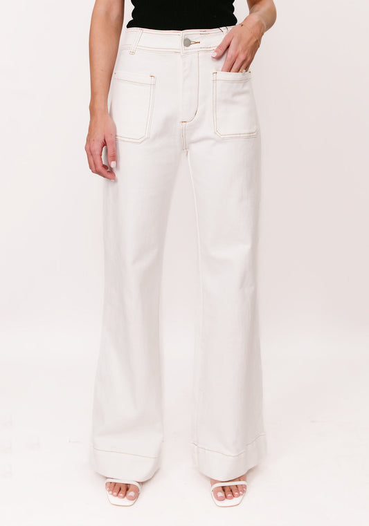 Victoria High Rise Wide Leg Jean White