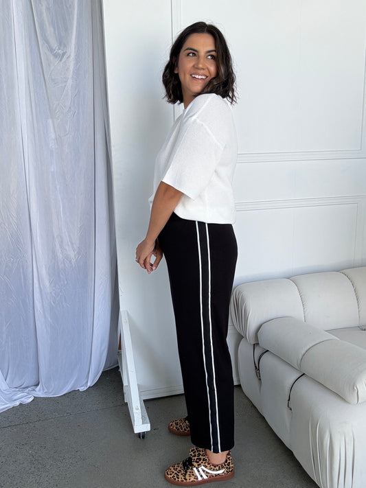 Evelyn Wide Leg Jogger Black