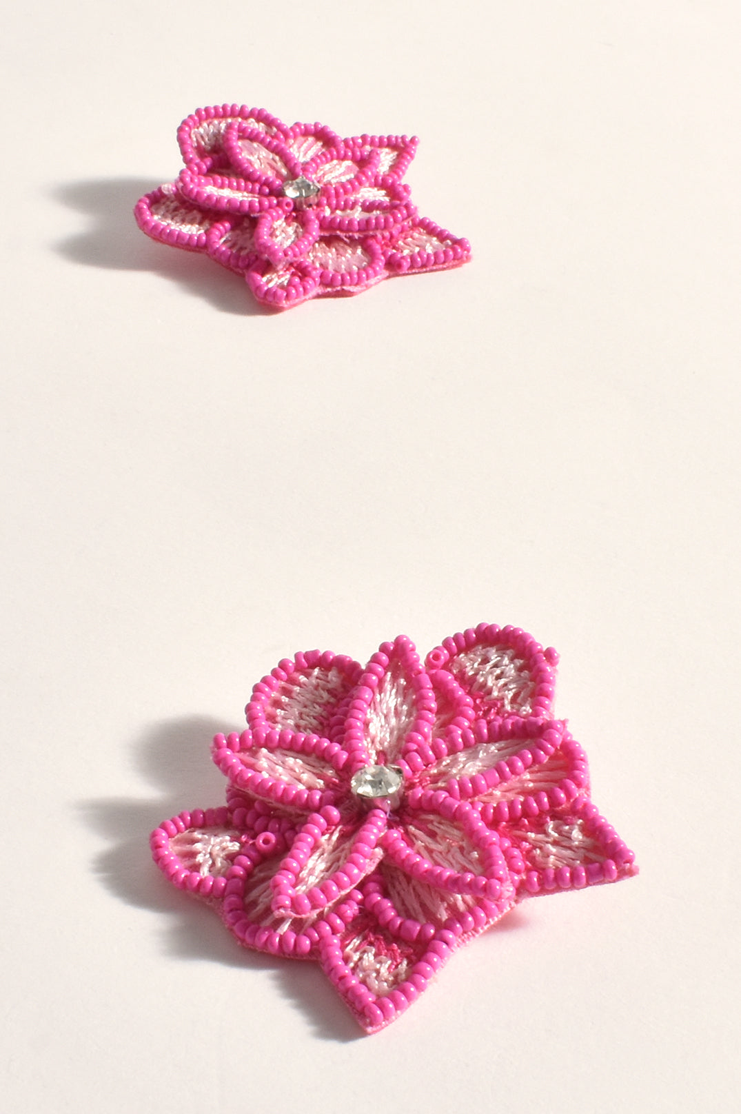 Layered Hand Stitched Flower Earrings