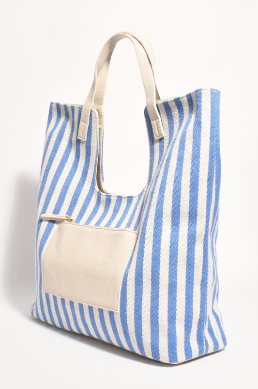 Summa Stripe Canvas Tote Blue/Nude