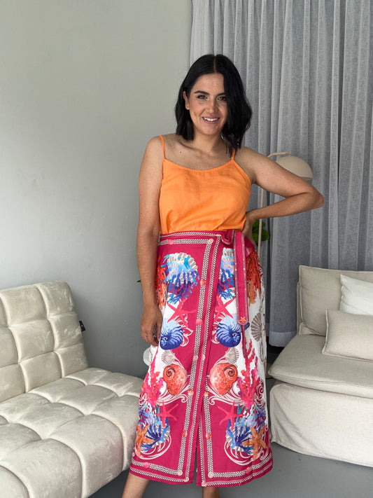 Kehlana Print Sarong Skirt Pink