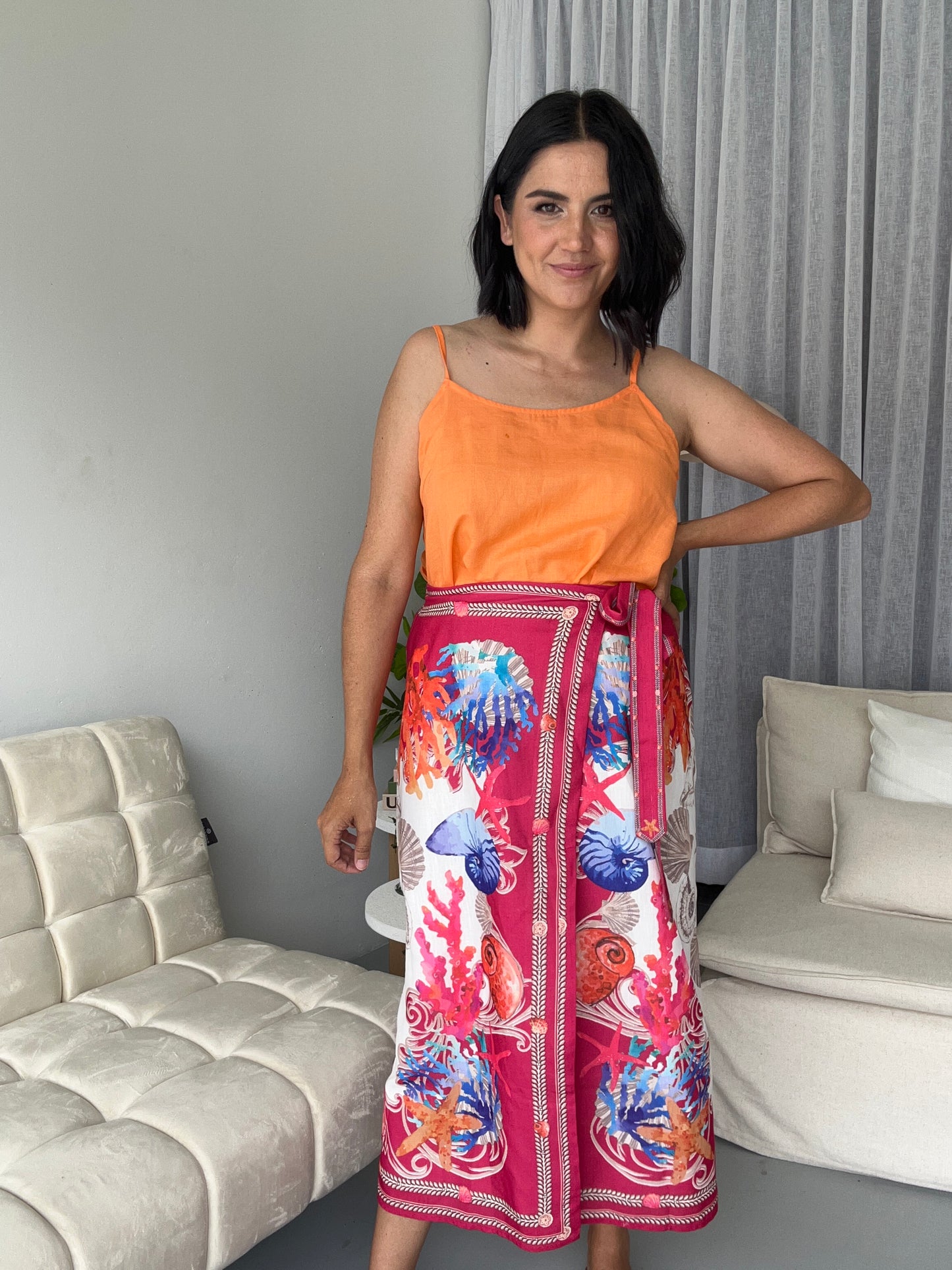 Kehlana Print Sarong Skirt Pink