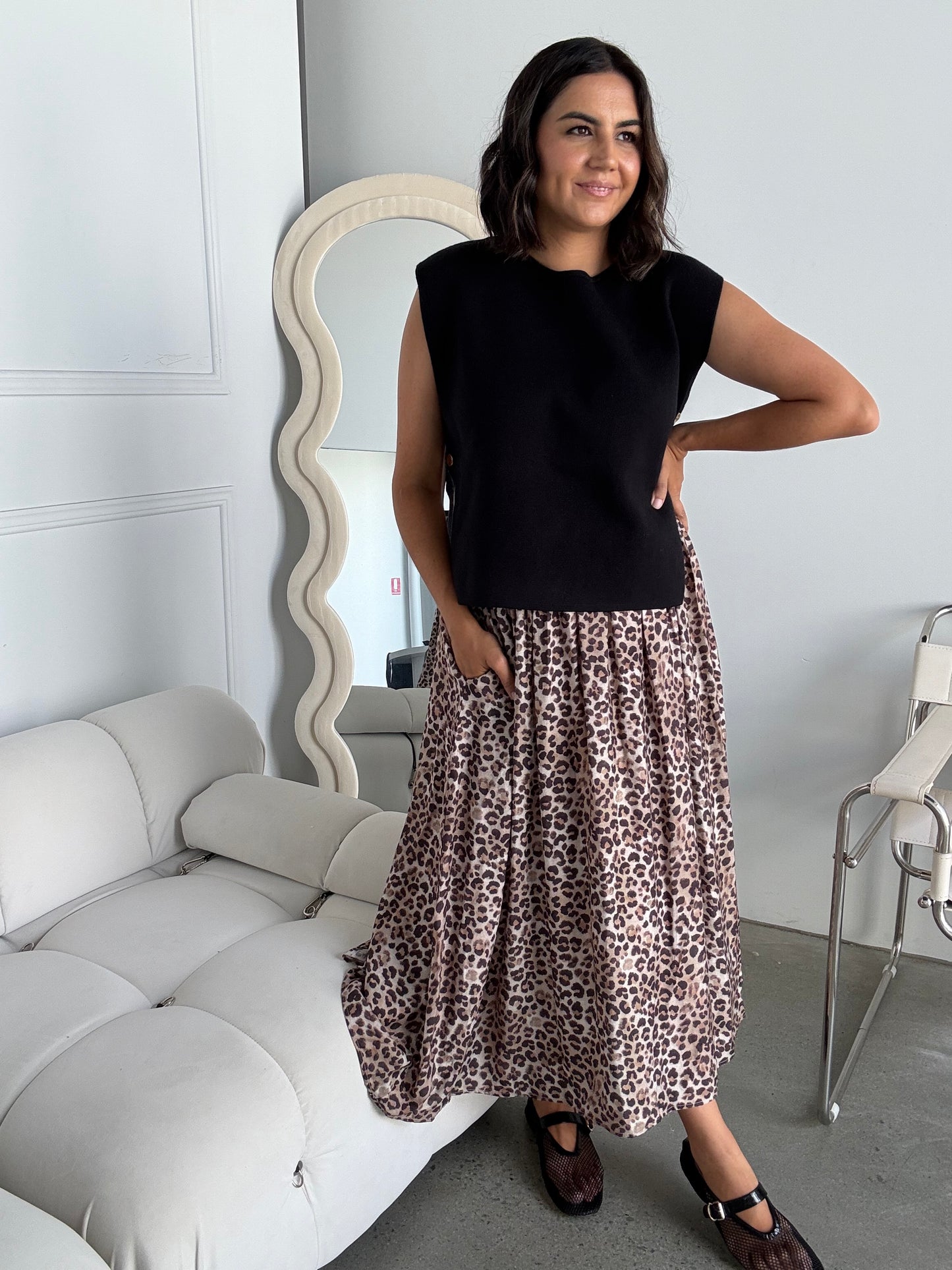 Leo Leopard Midi Skirt