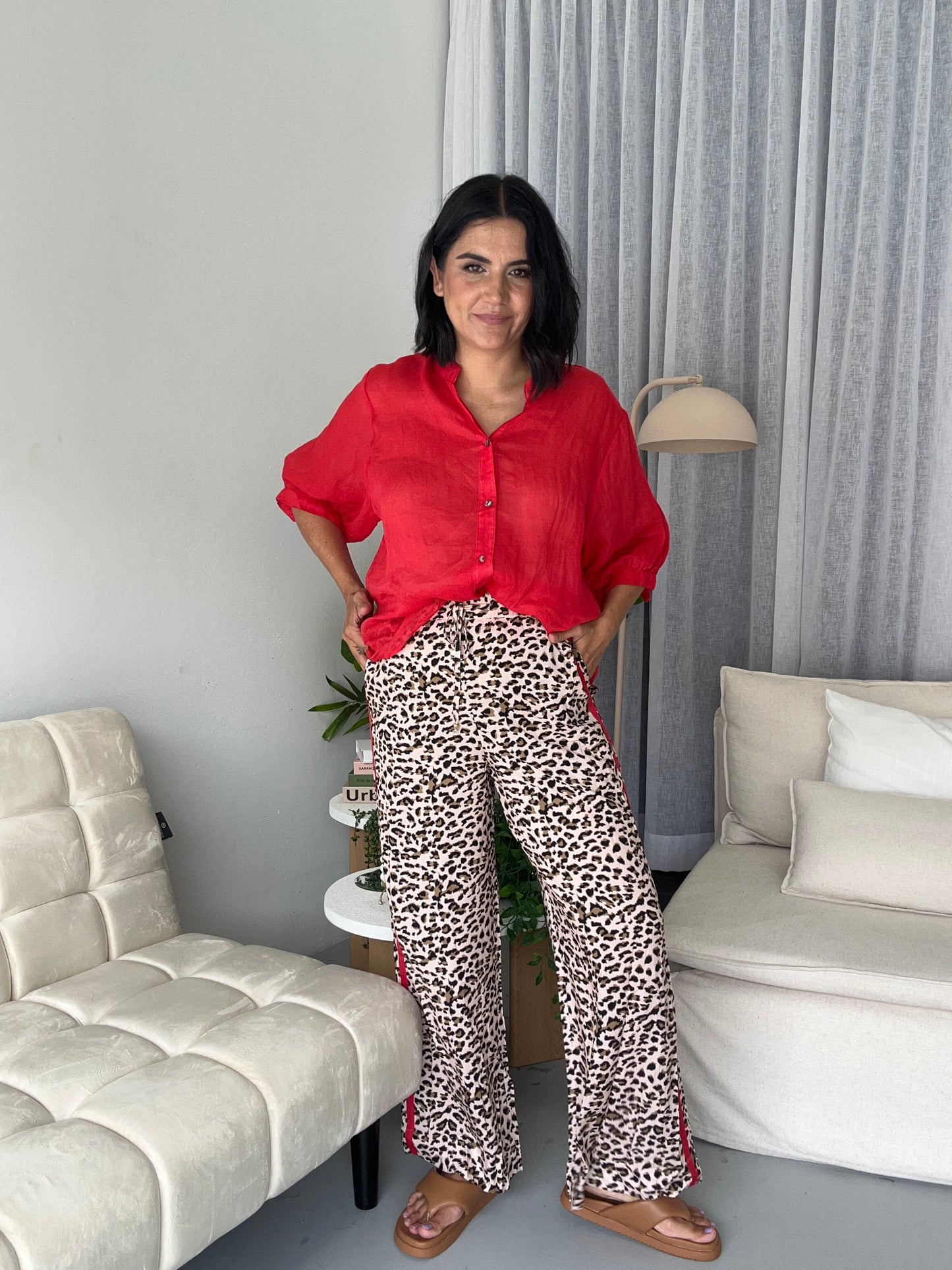 Leopard Contrast Bands Pants