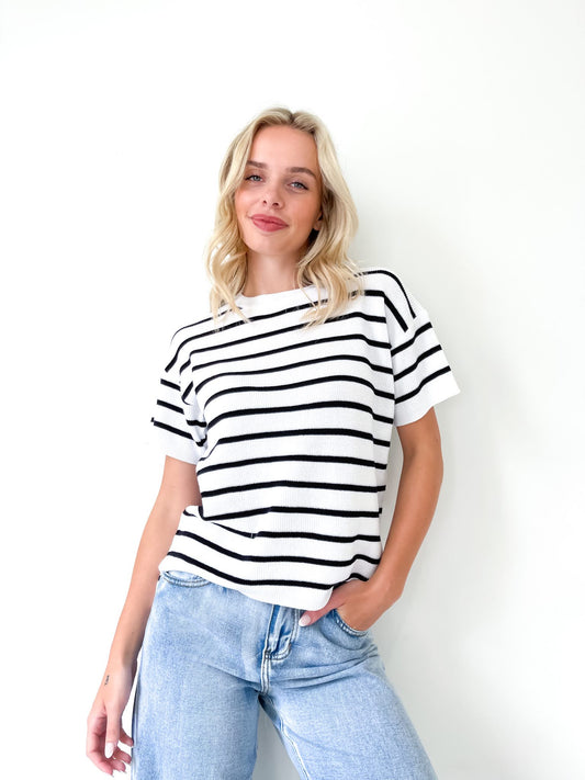 Anya Stripe Top White