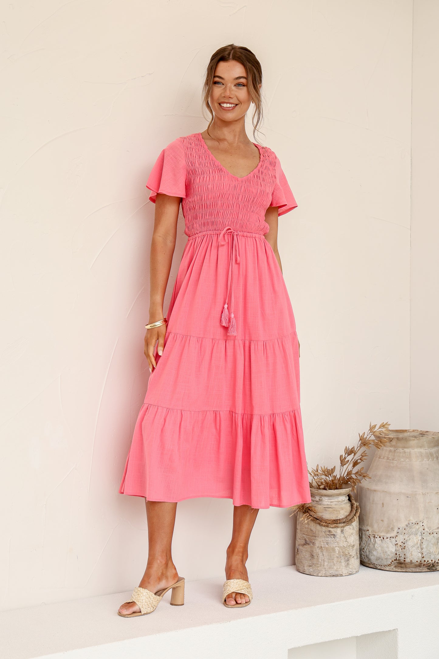 Citra Tiered Dress Pink