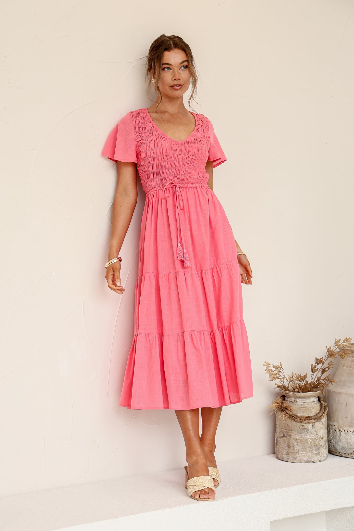 Citra Tiered Dress Pink