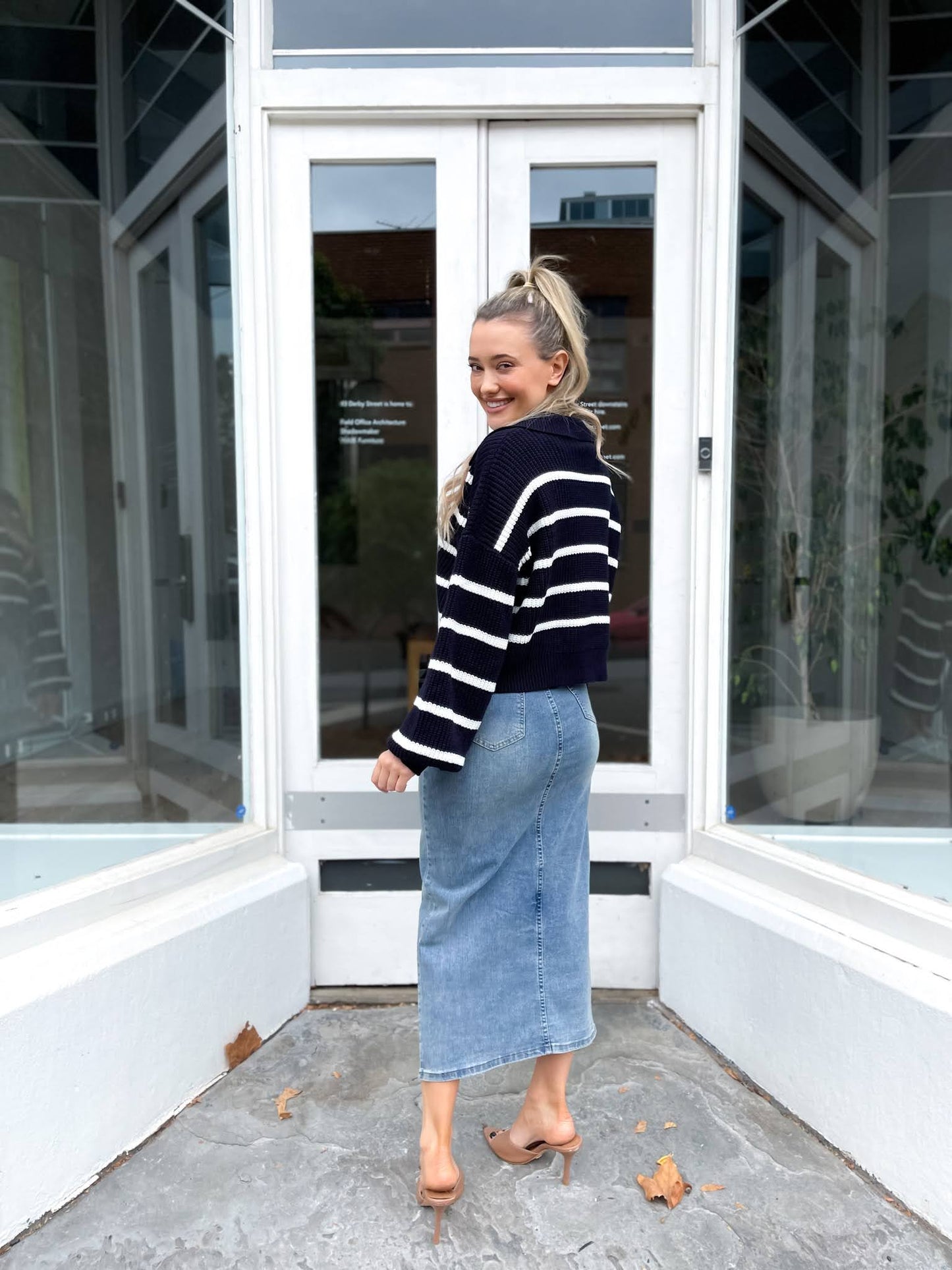 Stripe Collar Knit Navy