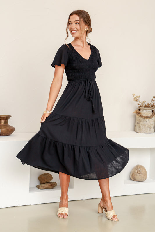 Citra Tiered Dress Black