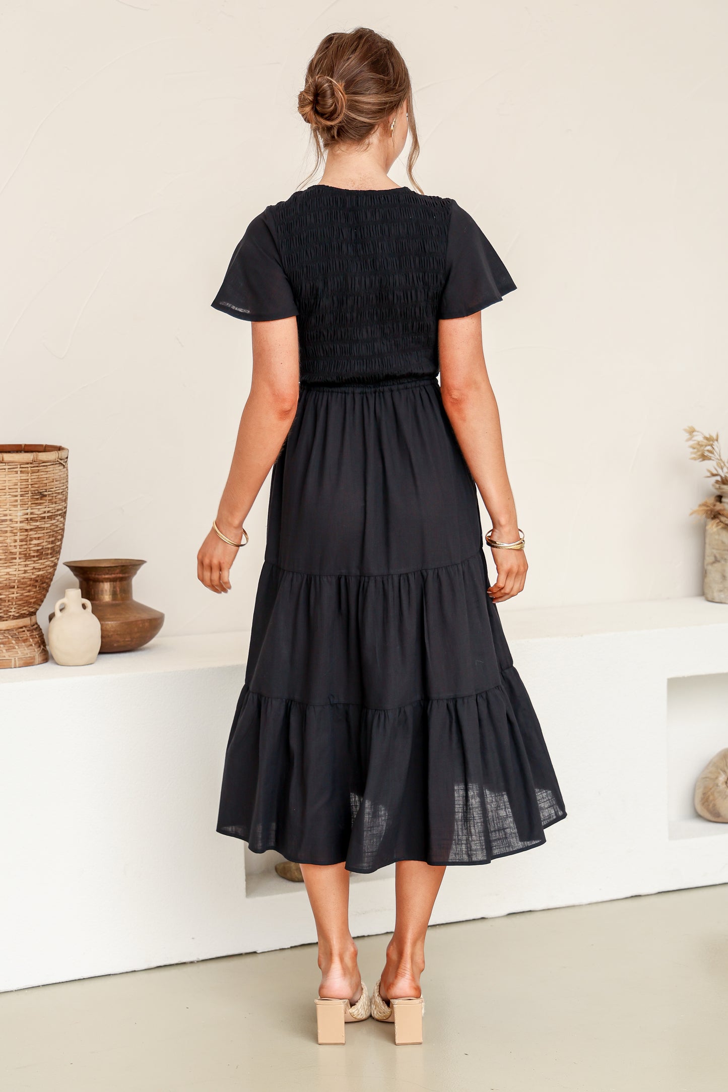 Citra Tiered Dress Black