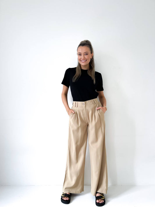 Collins Beige High Waisted Pants