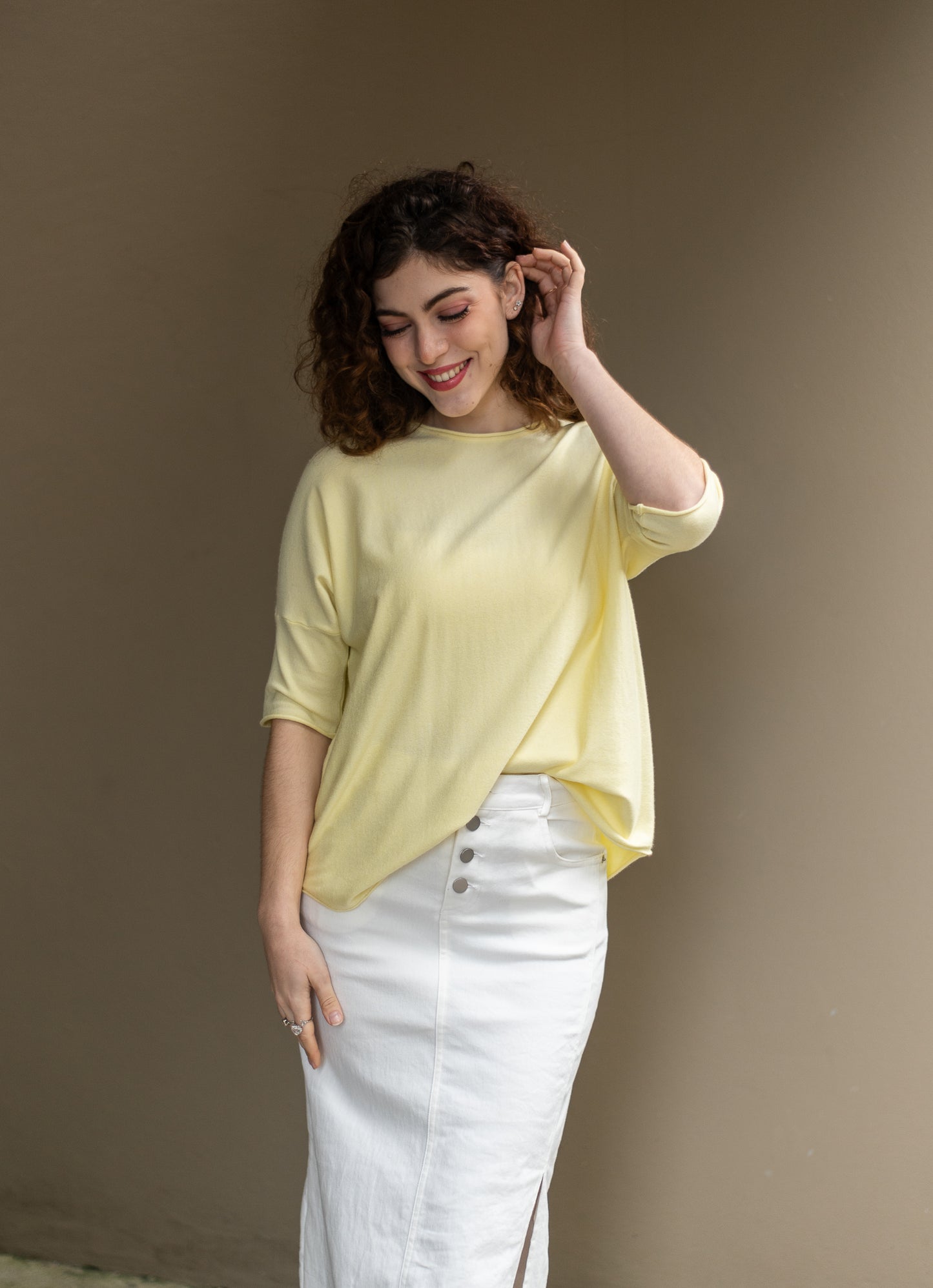 Mason Roll Hem Knit Butter Yellow