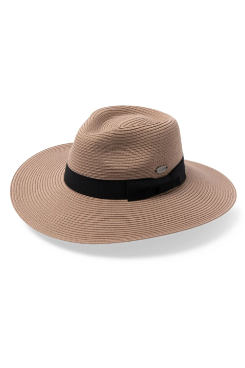 Fiona Wide Brim Fedora Taupe