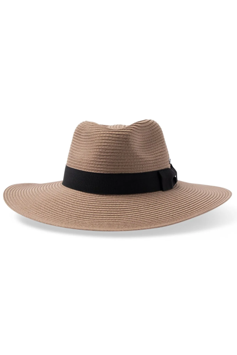 Fiona Wide Brim Fedora Taupe