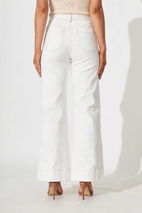 Victoria High Rise Wide Leg Jean White