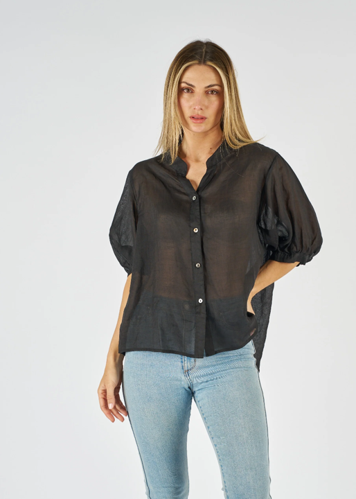 Kyle Linen Blouse Black