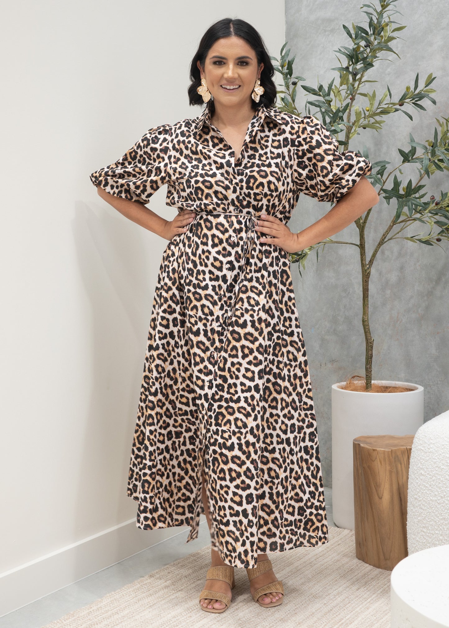 Leopard Maxi Shirt Dress Limited Edition