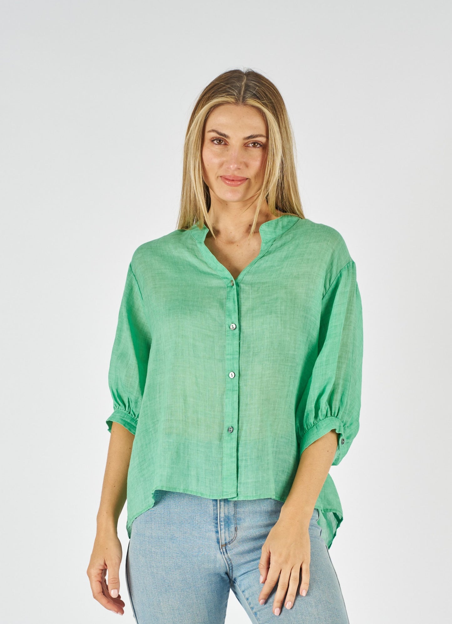 Kyle Linen Blouse Spring Green