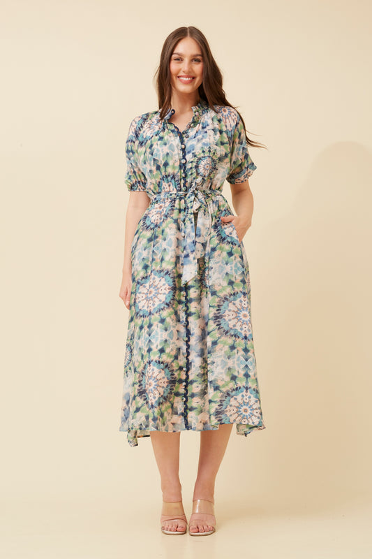 Geneva Abstract Print Shirt Dress