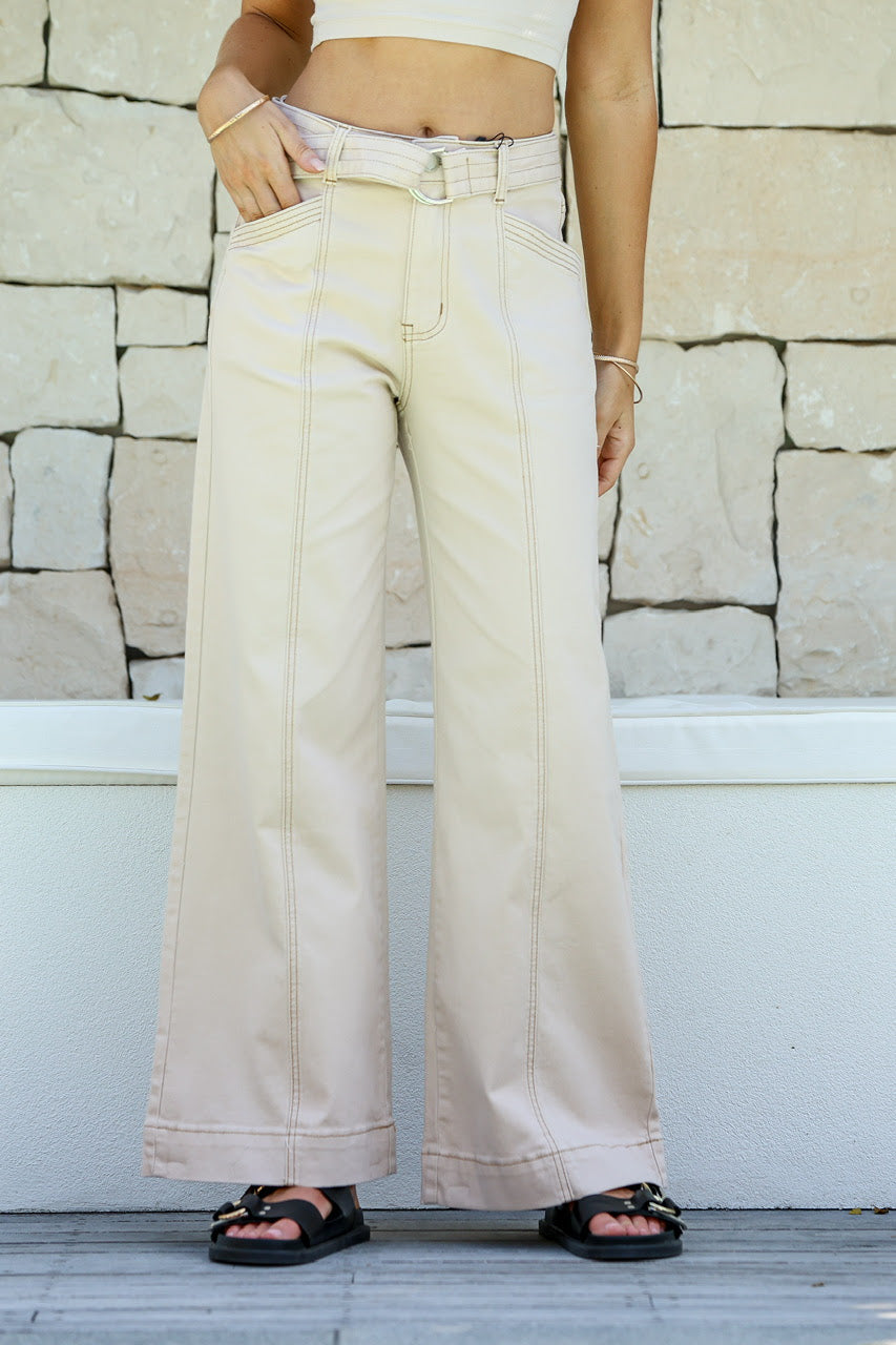 Nala Wide Leg Jeans Latte